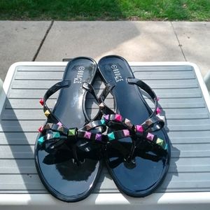 NWOT  Black Jelly Flip Flops w/ Rhinestone